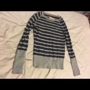 Wool sweater navy and grey stripes
